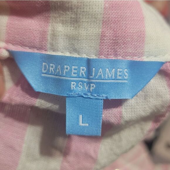 Draper James RSVP Pink & White Linen Striped Flutter Sleeve Top Blouse - Picture 6 of 10